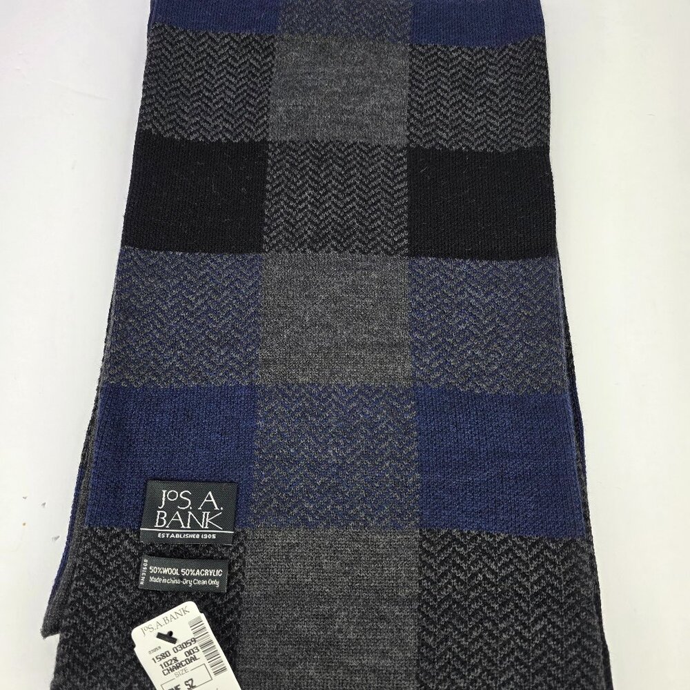 JoS A Bank Charcoal Plaid Scarf